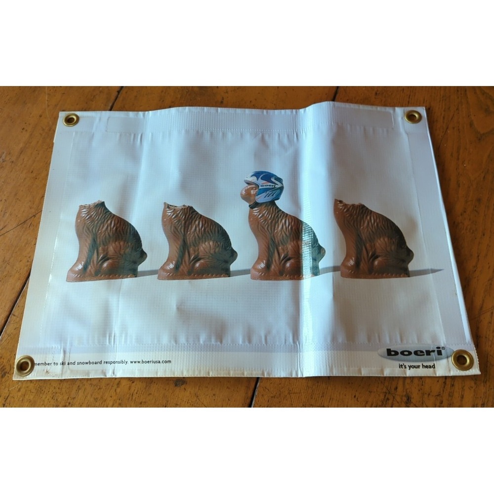 VINTAGE 2000 Rare Vinyl Banner Boeri Bunnies Helmet SKI Snowboard Advertising
